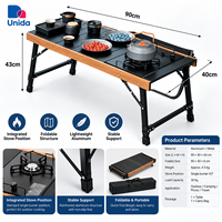 Table de camping pliable en aluminium, structure métallique stable, plateau résistant à la chaleur pour le camping en plein air et les pique-niques