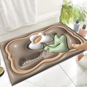 Tapis de bain rectangulaire floral Welcome Home, antidérapant et absorbant, pour la salle de bain, motif en tissu technologique 1 - Product Image 4