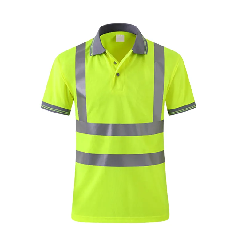 Hi Vis เสื้อโปโลสะท้อนแสงความปลอดภัย,เสื้อทำงานก่อสร้าง