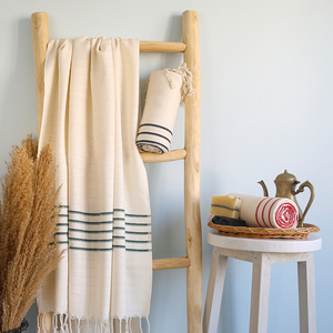 Turkish Peshtemal Best Quality Beach <b>Towel</b> 70% Raw Cotton 30% Bamboo Soft Sand-Free Quick Dry Custom Logo Tassels Striped Fouta - Product Image 5