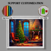 Peinture Diamant 5D SONGWOOART Scène de Cheminée et de Sapin Festifs Nocturnes pour Décoration de Noël Maison Salon DIY