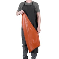 DS5149 celemek kerja uniseks, hitam ukuran besar vinil tahan air tahan kimia untuk mencuci piring PVC dapat disesuaikan