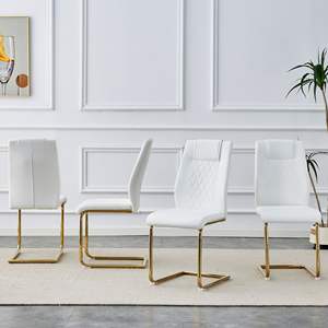 เก้าอี้รับประทานอาหารหุ้มเบาะหนังเทียมขาสีทองสำหรับห้องครัวและห้องรับประทานอาหาร - Product Image 2