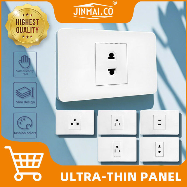 US/UK/Thai Standard 118 Type Industrial 10A Wall Socket Fireproof PC Eco-friendly Panel Electrical Single Plugs Outlet Factory