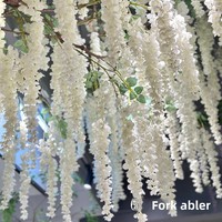 Fleur artificielle de glycine blanche à 6 branches dorées, fleurs suspendues pour décoration de mariage