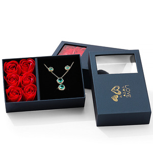 Factory Wholesale 6 Red Roses Luxury Jewelry Gift <strong>Box</strong> Eternal <strong>Flower</strong> Jewelry <strong>Box</strong> for Valentines Day - Product Image 6