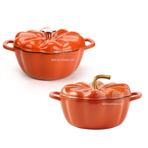 Casserole polyvalente avec couvercle, cocotte avec revêtement <span class=keywords><strong>émaillé</strong></span> antiadhésif, marmite à soupe, cocotte en fonte, cocotte en forme de citrouille - Product Image 1
