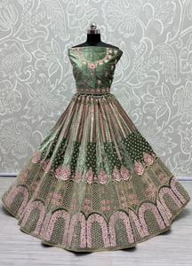 Nuevo Lehenga Choli Moderno de Terciopelo con Lentejuelas y Cuentas, Largo hasta el Suelo, para Bodas y Compromisos, Ropa Étnica Especial - Product Image 6