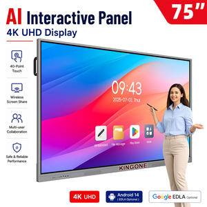 KINGONE <span class=keywords><strong>Pizarra</strong></span> Inteligente de 65 Pulgadas con Sistema Dual, Interacción Remota, Conferencias Móviles, Panel Plano Interactivo <span class=keywords><strong>Digital</strong></span>, <span class=keywords><strong>Pizarra</strong></span> Blanca de 75 Pulgadas - Product Image 1
