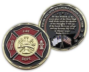Lính cứu hỏa thách thức đồng xu bỏ túi mã thông báo đánh giá cao và bảo vệ vị thần của tôi, người mà tôi tin tưởng đồng xu mạ vàng - Product Image 3