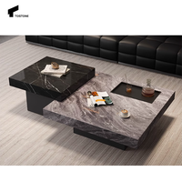 Tostone Light Luxe Haut de gamme carré Naturel Venise Brun Marbre Flottant Table Basse pour Simple Maison Doux Ameublement