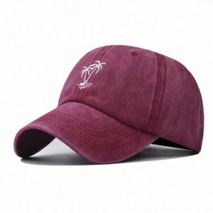 New Custom Coconut Tree Cotton Embroidered Baseball Cap Classic Summer <b>Hat</b> Washed Cotton Sports <b>Hat</b> - Product Image 1