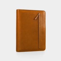 Porte-documents en cuir pleine fleur tanné végétal A4 avec fermeture éclair YKK et logo personnalisé