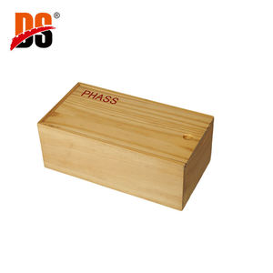 Hot Selling Handmade Solid Pine MDF Rectangle Magnet Slide Top Storage <b>Boxes</b> Laser Engraved Logo Natural <b>Wooden</b> <b>Boxes</b> - Product Image 6
