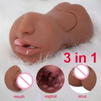 Meistverkaufte Männliche Masturbationshilfe 3-in-1 Silikon Realistische Puppen Weibliche Vaginal Mund Anal Zähne Masturbationsbecher Sexspielzeug für Männer