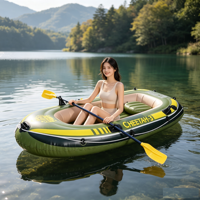 Équipement de plein air, bateau pneumatique pour 2 personnes, bateau à rames en caoutchouc épaissi, bateau de pêche portable pliable en PVC, embarcation de loisirs