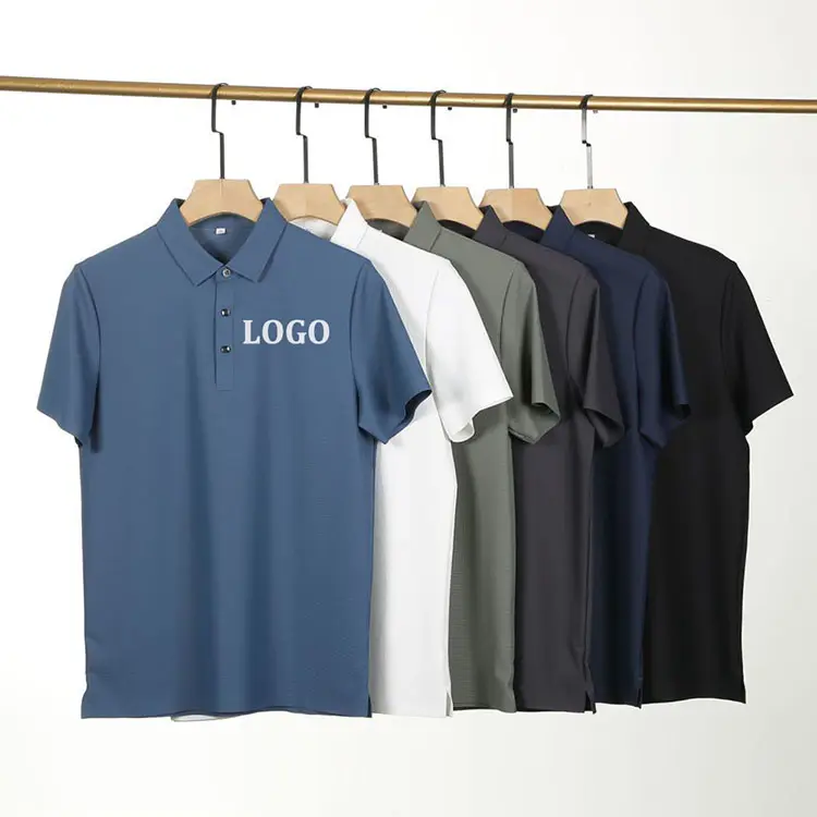 2024 рубашка-поло из шелка с вышивкой на заказ, повседневная Антибактериальная вафельный трикотажная рубашка-поло, униформа для мужчин