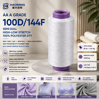 Filament de polyester DTY 100% AA de qualité 100D/144F, semi-mat, à haute et faible extensibilité, blanc brut, pour tricotage, tissage, tissu doux et élastique