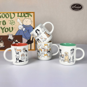 Tasse à <span class=keywords><strong>café</strong></span> en céramique personnalisée SWT, motif animaux mignons (chat et chien), idéale pour les enfants, cadeau d'entreprise promotionnel - Product Image 5