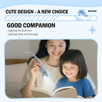 Lampe torche LED rechargeable en silicone en forme de dauphin pour enfants - Lampe de nuit portable d'urgence pour le camping avec porte-clés