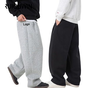 Pantalon de survêtement OEM pour homme, printemps-automne, épais, infroissable, avec logo personnalisé, coupe droite, jambe large, style américain, décontracté, pour l'Europe - Product Image 1