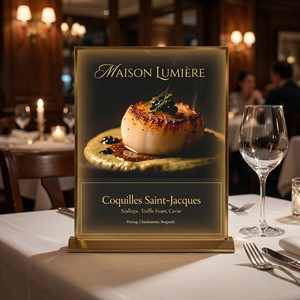 Nuevo Exhibidor de <span class=keywords><strong>Menú</strong></span> de Mesa con Marco Metálico de Lujo, Ultra Delgado, con Luz LED, para Restaurantes de Alta Cocina, Decoración de Hoteles - Product Image 2