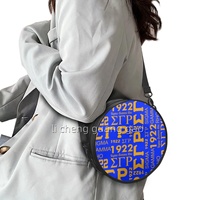 Sac rond en PU pour femme, personnalisé, avec poignée et bandoulière, design tendance, sac de week-end à lettres grecques, best-seller