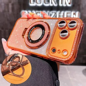 Coque arrière magnétique à paillettes avec <span class=keywords><strong>anneau</strong></span> de support <span class=keywords><strong>pour</strong></span> <span class=keywords><strong>iPhone</strong></span> 17 Pro Max, étui de téléphone portable en TPU électroplaqué <span class=keywords><strong>pour</strong></span> <span class=keywords><strong>iPhone</strong></span> 16 15 14 13 12 11 - Product Image 2