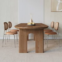 Îlot rectangulaire asymétrique intégré Table à manger moderne en bois massif Chaise de bureau semi-circulaire/ovale pour la maison Fixation murale
