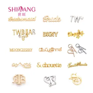 Acessórios de casamento de bolsa, logometal personalizado, etiqueta de marca, nome, metal, placa de letra, logotipo para bolsa