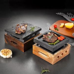 Yeni lav taşı biftek pişirme taşı ızgarası kare sıcak taş plaka ve alkol ocağı - Product Image 5