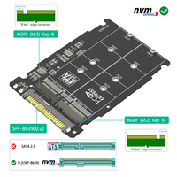 TISHRIC 2-en-1 M.2 NVME PCI-E/NGFF SATA SSD U.2 SFF-8639 Combo Adaptateur Riser Card M2 M/B + M Key Converter Laptop USB Used Metal