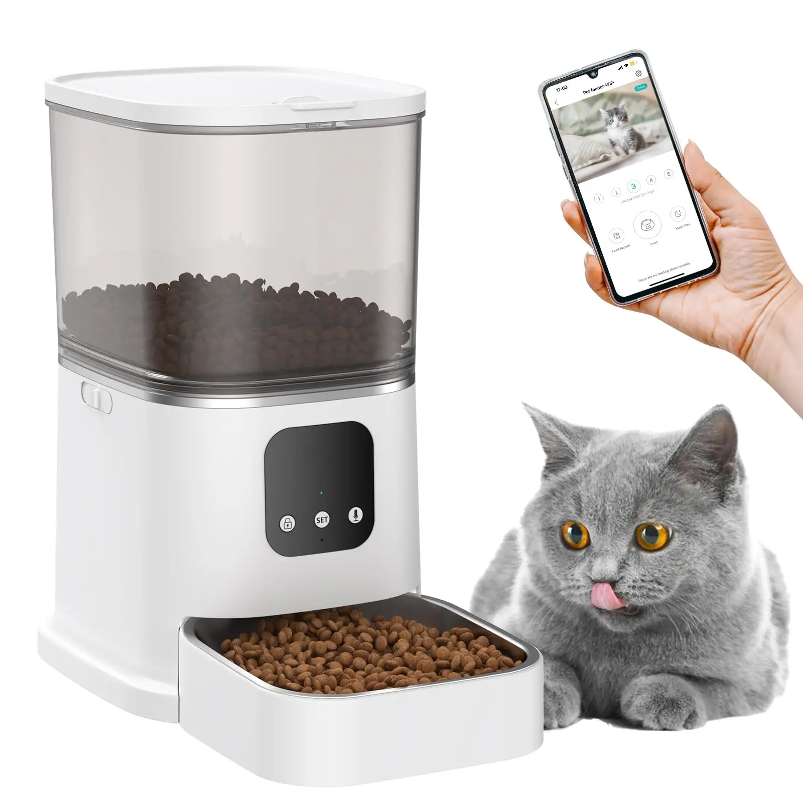 Automatic dog feeder filter drinker pet drinking with faucet video voice record for cats and d window bird