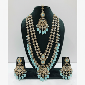 Long Necklace <b>Set</b> with Gold-Plated Crystal Stone and <b>Beads</b> Fashion Jewelry - Product Image 2