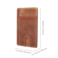 Porte-cartes en cuir véritable en gros, blocage RFID, petit étui à cartes, portefeuille vintage ultra-fin en cuir pour cartes de crédit, pour hommes et femmes