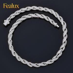 Fealux New סִגְנוֹן אירופאי אמריקאי סִגְנוֹן גברים נשים היפ הופ CZ 8MM שרשרת חבל מעוות שרשרת צמיד תכשיטים - Product Image 5