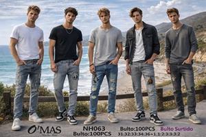 Jeans da Uomo NH063 a Gamba Dritta, Denim Strappato in Cotone di Peso Medio, Lavaggio Distressed, Stile Casual Primaverile - Product Image 3