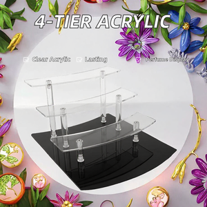 Espositore a 4 livelli in acrilico per boutique, per statuette Amiibo Funko POP, profumi, cosmetici, organizer curvo, supporto per cupcake - Product Image 2