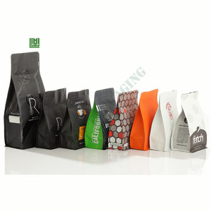 Tùy chỉnh in 250G 500G 1kg Công suất thực phẩm chất lượng tốt tám Mặt Con Dấu hộp phẳng đáy túi cà phê có van và dây kéo - Product Image 3