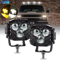 Feux latéraux stroboscopiques blancs et ambre 40W 3500LM IP68 LED, feux de route tout-terrain, faisceau spot, Jeep, camions, ATV, tracteurs, pick-up