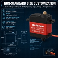 Waillynice TD-8120MG TD-8115MG 20KG 15KG Servomoteur numérique à double arbre avec engrenages métalliques 180 270 pour bras robotique manipulateur