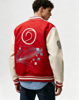 Veste bomber varsity en satin de soie coupe-vent avec broderie de logo personnalisé