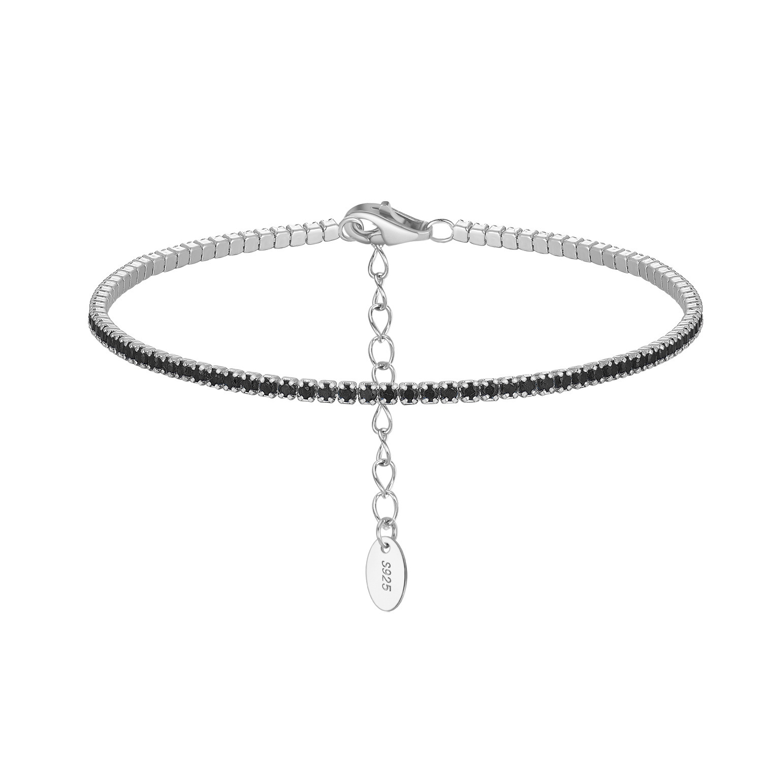 Plating platinum, 1.5mm black diamond