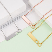 Collier personnalisé gravé en forme de barre infinie en acier inoxydable finition miroir, pendentif personnalisé avec nom gravé au laser, bijou quotidien pour femme, cadeau