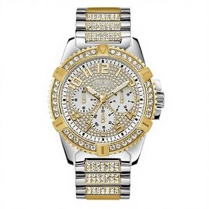 Reloj de pulsera con adornos de cristal en tono dorado de acero inoxidable - Product Image 1
