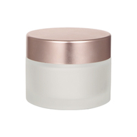 Pot en verre givré transparent de luxe de 50 ml avec couvercle à vis en or rose, récipient cosmétique rond rechargeable de 10 g pour crème pour les yeux et le visage