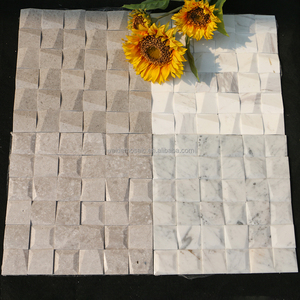 Mosaïques en marbre blanc Volakas et mosaïques en pierre 3D pour comptoir d'îlot et mur de <span class=keywords><strong>fond</strong></span> de toilettes - Product Image 3