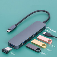 Concentrador USB Portátil con Precio de Fábrica, Transmisión de Datos de Supervelocidad, Estación de Acoplamiento USB C 5 en 1 con Fuente de Alimentación