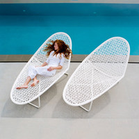 Chaise longue de jardin en rotin pour hôtel moderne, villa, patio extérieur, piscine, lit de repos paresseux, canapé-lit en rotin tressé pour balcon et terrasse