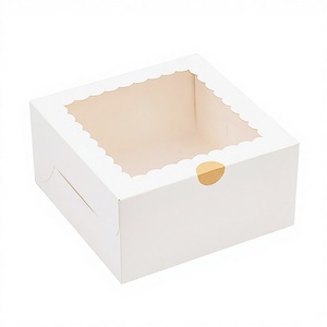 Customized 12x12x8 Inch Ivory Board Cake Box with Sponge Liner Recycled Materials Food Grade White <b>Window</b> Lid for Cakes - Product Image 2